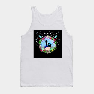 Blue Bird and Victorian Styled Frame Tank Top